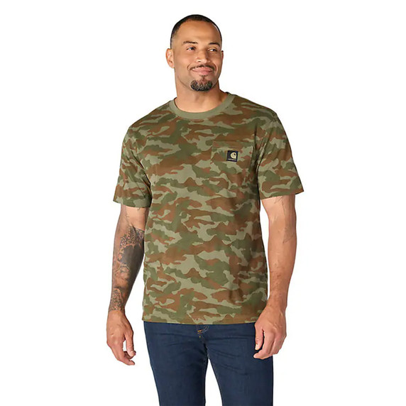 Image of the Carhartt Irvine Relaxed Fit Camo T-Shirt in Army Green Camo