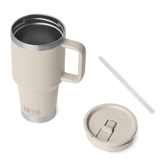 Lid Off with Straw Image of the Yeti Rambler 30 oz. Travel Straw Mug with Color-Matched Straw Lid.