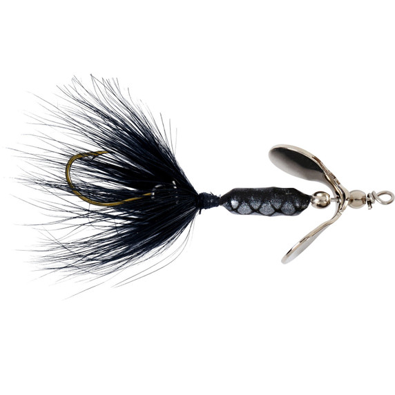 Image of the Yakima Prop Blade Rooster Tail 1/32 oz. Single Hook in Black.