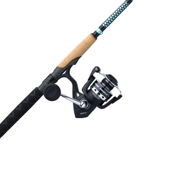 Tilted image of the Ugly Stik Carbon Inshore Pursuit IV Spinning Combo.