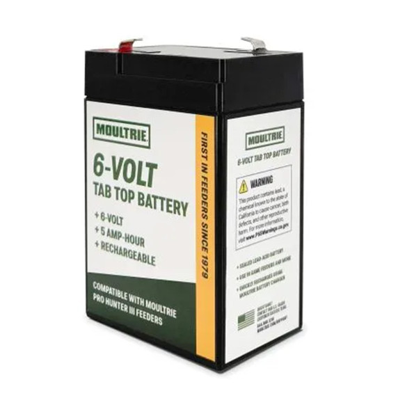 Side image of the Moultrie 6V TAB-TOP Rechargeable Battery - Pro Hunter III.