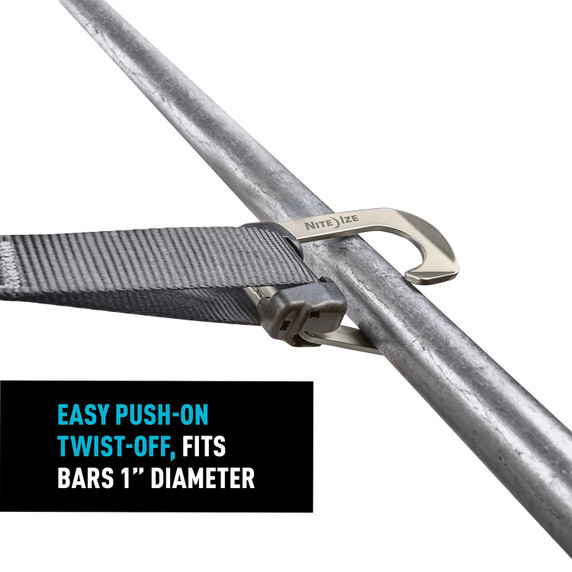 Description Image of the Nite Ize CamJam HookLock Ratchet Strap System.