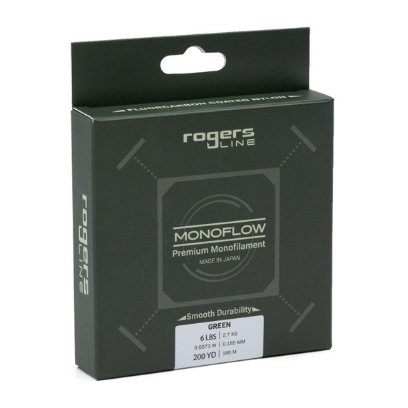 Tilted side box image of the  Rogers Monoflow Premium Monofilament.