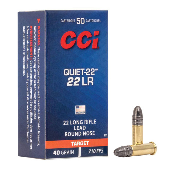 Box Image of the CCI 40 Grain 710FPS Quiet-22 LRN LR Rimfire Ammunition