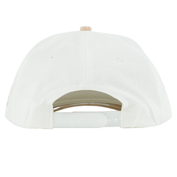 Back image of the Waggle Whitetail Corduroy Brim Hat in White.
