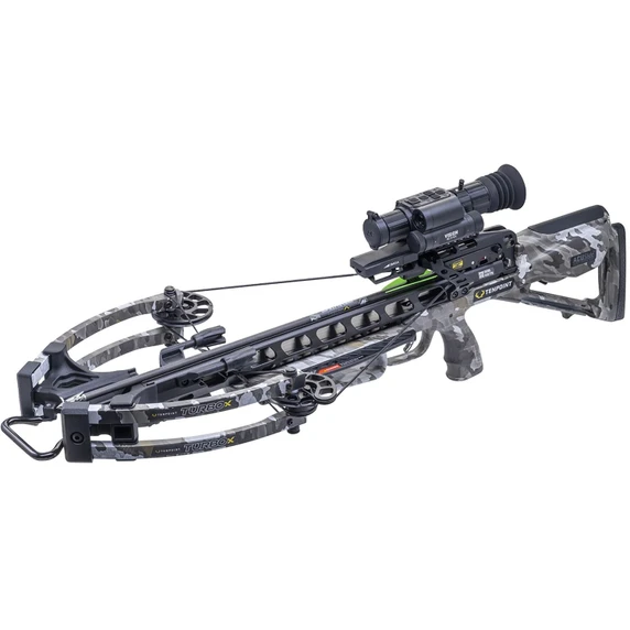 Tilted side image of the TenPoint Turbo X Crossbow with Vision Digital Scope ACUslide Vektra.