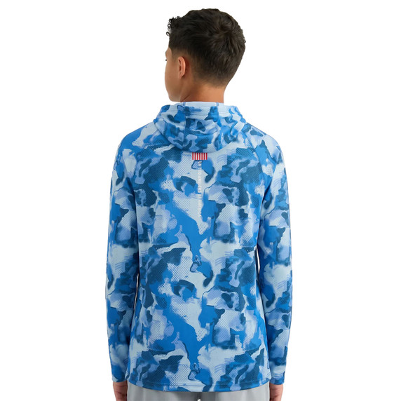 Back Image of the Huk Youth America 250 Airweight Hoodie.