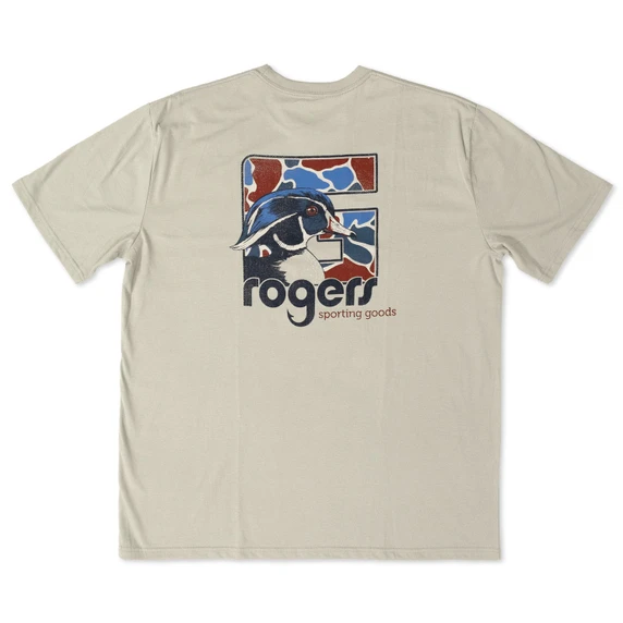 Back image of the Rogers Patriotic Wood Duck T-Shirt.