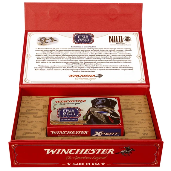 Image of special presentation box of Winchester 12 Gauge 3" 1 1/8oz 1550 FPS Xpert 250th Anniversary Special Edition High Velocity Waterfowl Steel Shot