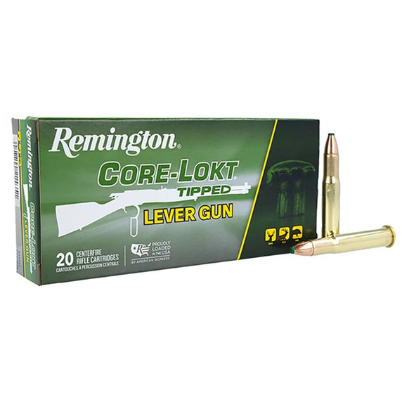 Front Box Image of the Remington 444 Marlin 280 Grain 2100FPS Core-Lokt Tipped Lever Gun Rifle Ammunition.