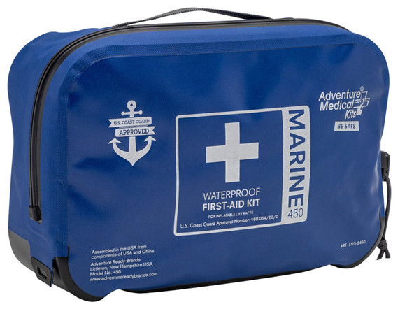 Tilted image of the Adventure Medical Kits Marine 450 Medical Kit.