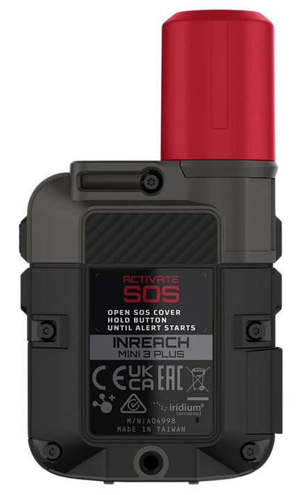 Back image of the Garmin inReach Mini 3 Plus Hand-Held Satellite Communicator.