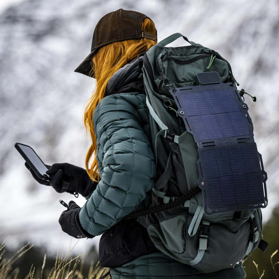 Lifestyle Opened Up Image of the Spectre 8W Solar Panel.