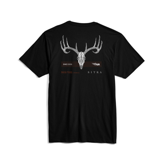 Back image of the Sitka Tech Whitetail Pocket Tee in Sitka Black