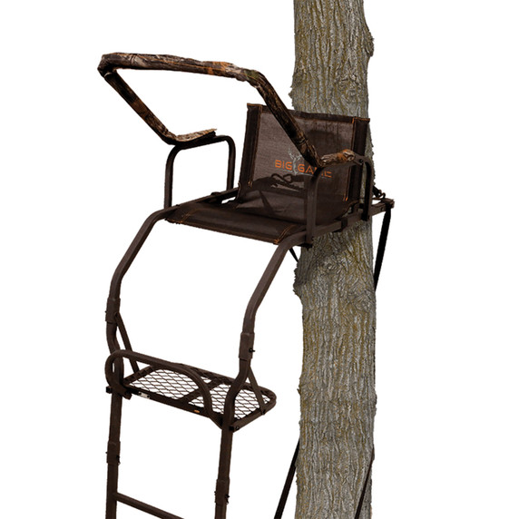 Zoomed out image of the Big Gmae The Warrior DXT Ladderstand.