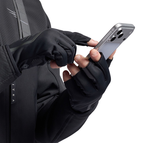 Phone use image of the Sitka Jetstream WS Half-Finger Glove.