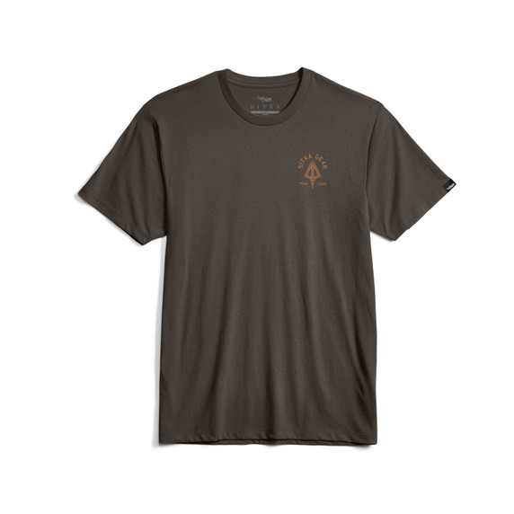 Front image of the Sitka Broadhead Crest Tee in Earth