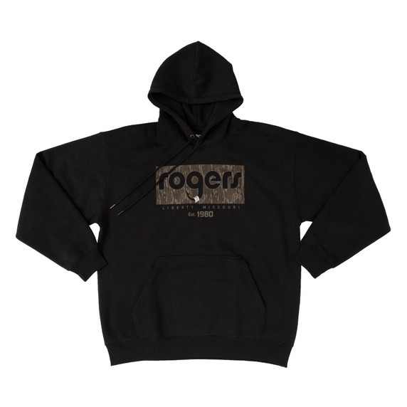 Front image of the Rogers Bottomland Band Logo Hoodie.