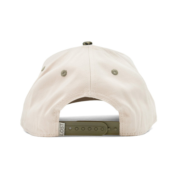 Back image of the Rogers Upside Down Logo Hat in Mossy Oak Treestand.