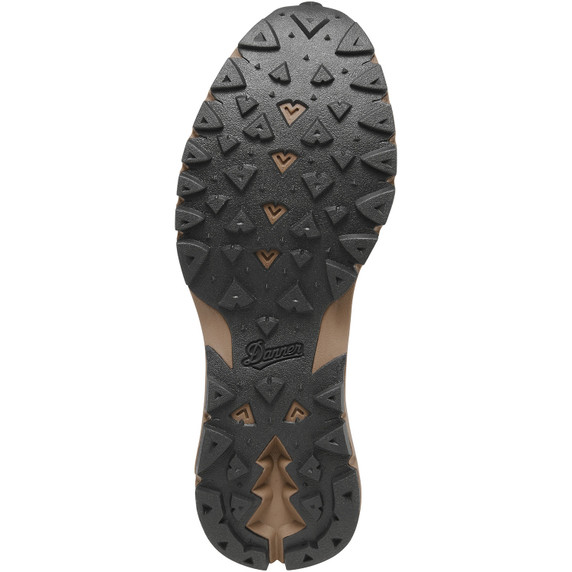Bottom image of the Danner Trail Junction Mid 4" Hiking Boot, Malt Brown/Poppy Orange.