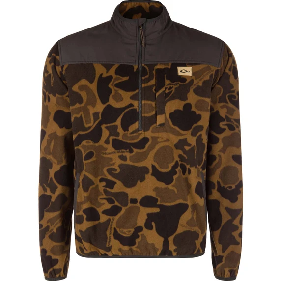 Image of the Drake Waterfowl Camp Fleece Over Under 1/4 Zip in Old School Sport