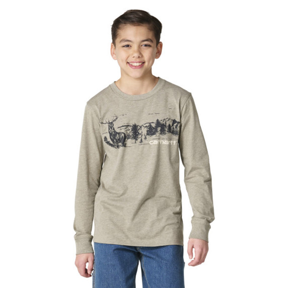 Front Image of the Carhartt Kids Youth Long-Sleeve Outdoor T-Shirt.