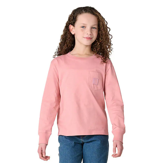 Image of the Carhartt Toddler Girls Tonal Patch Pocket Long Sleeve T-Shirt.