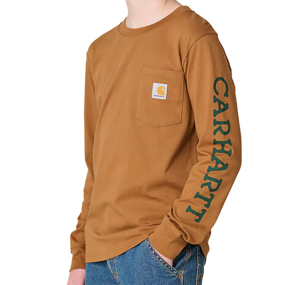 Front image of the Carhartt Child Long Sleeve Duck Pocket T-Shirt.
