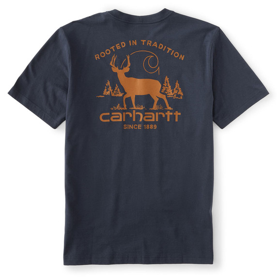 Image of the Carhartt Irvine Relaxed Deer Landscape T-Shirt in Navy
