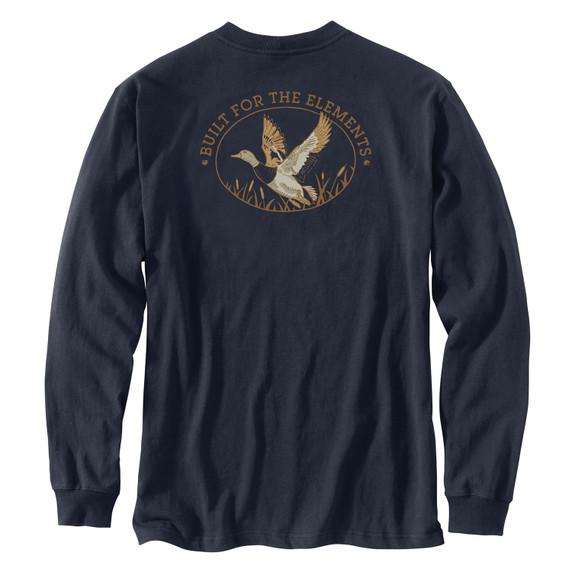 Image of the Carhartt Irvine Relaxed Duck Badge Long Sleeve T-Shirt in Navy