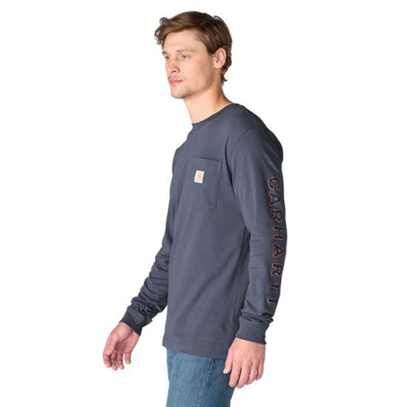 Side image of the Carhartt Irvine Relaxed Deer Badge Long Sleeve T-Shirt.