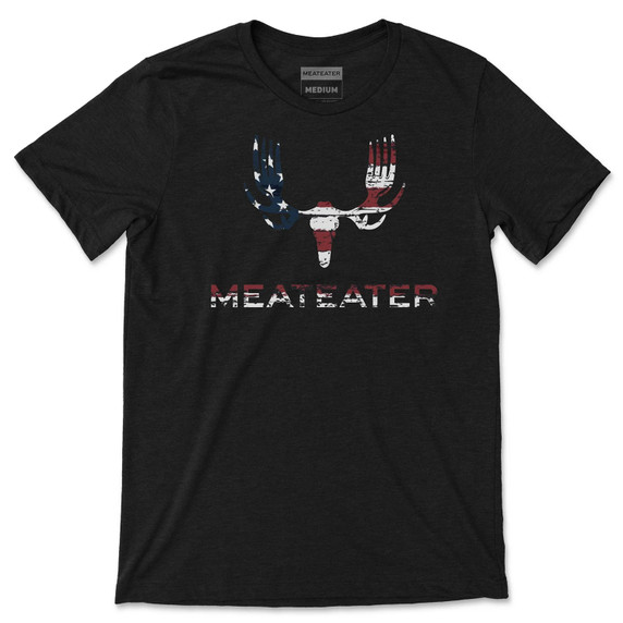 Image of the Meat Eater Flag Fill Logo T-Shirt in Charcoal Heather