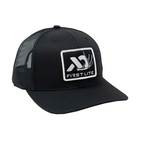 Image of the First Lite Whitetail Patch Trucker Hat in Black