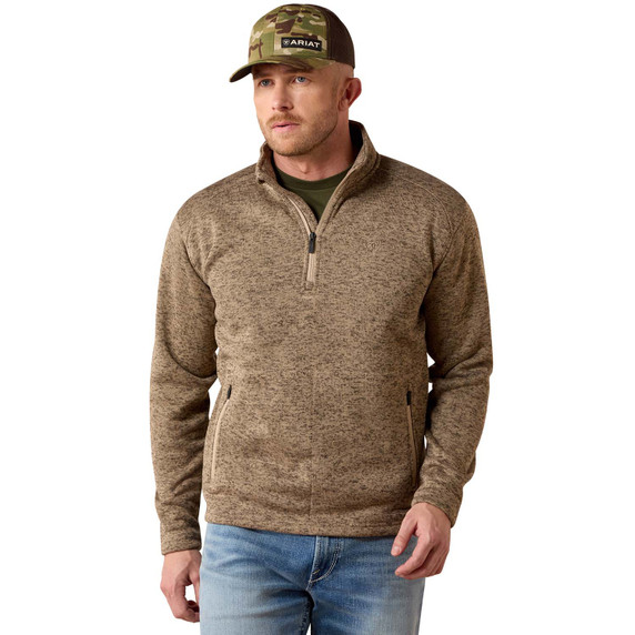 Front Image of the Ariat Caldwell 1/4 Zip Sweater in Savannah Tan