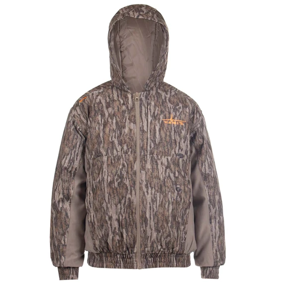 Image of the Habit Youth Cedar Branch Insulated Waterproof Bomber in Mossy Oak Bottomland