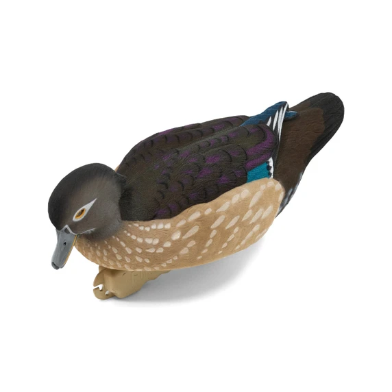 Tilted top hen image of the Final Approach Live Fully Flocked Wood Ducks.