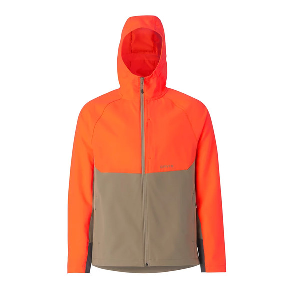 Image of the Orvis Pro LT Softhsell Jacket in Blaze/Desert Khaki