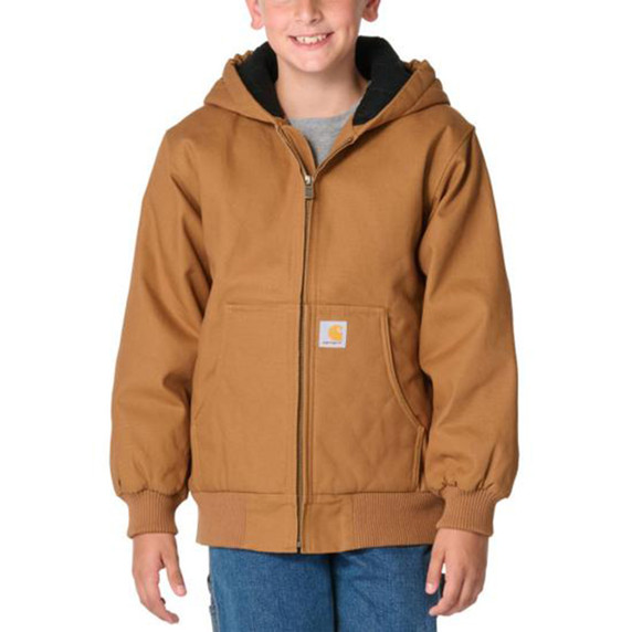 Image of the Carhartt Youth Canvas Insulated Active Jac in Brown.