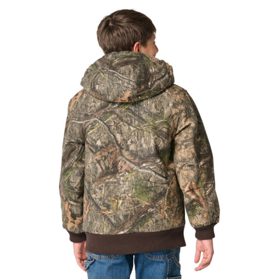 Back Image of the Carhartt Kids Youth Canvas Insulated Hooded Camo Jacket.