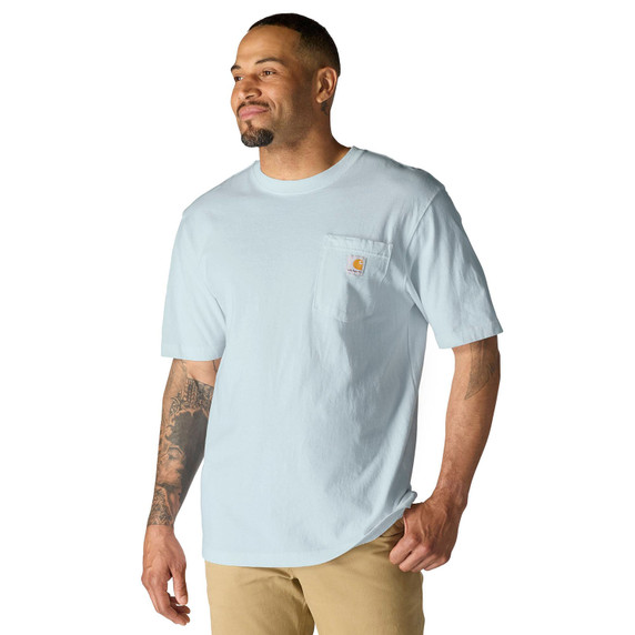 Image of the Carhartt Loose Fit Heavyweight Pocket Short Sleeve T-Shirt in Early Fog