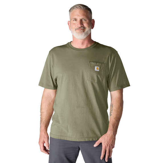 Image of the Carhartt Loose Fit Heavyweight Pocket Short Sleeve T-Shirt in Dusty Olive