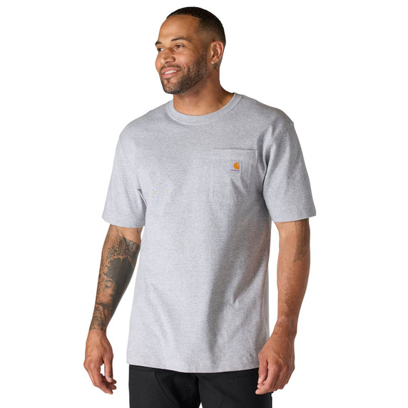 Image of the Carhartt Loose Fit Heavyweight Pocket Short Sleeve T-Shirt in Heather Grey