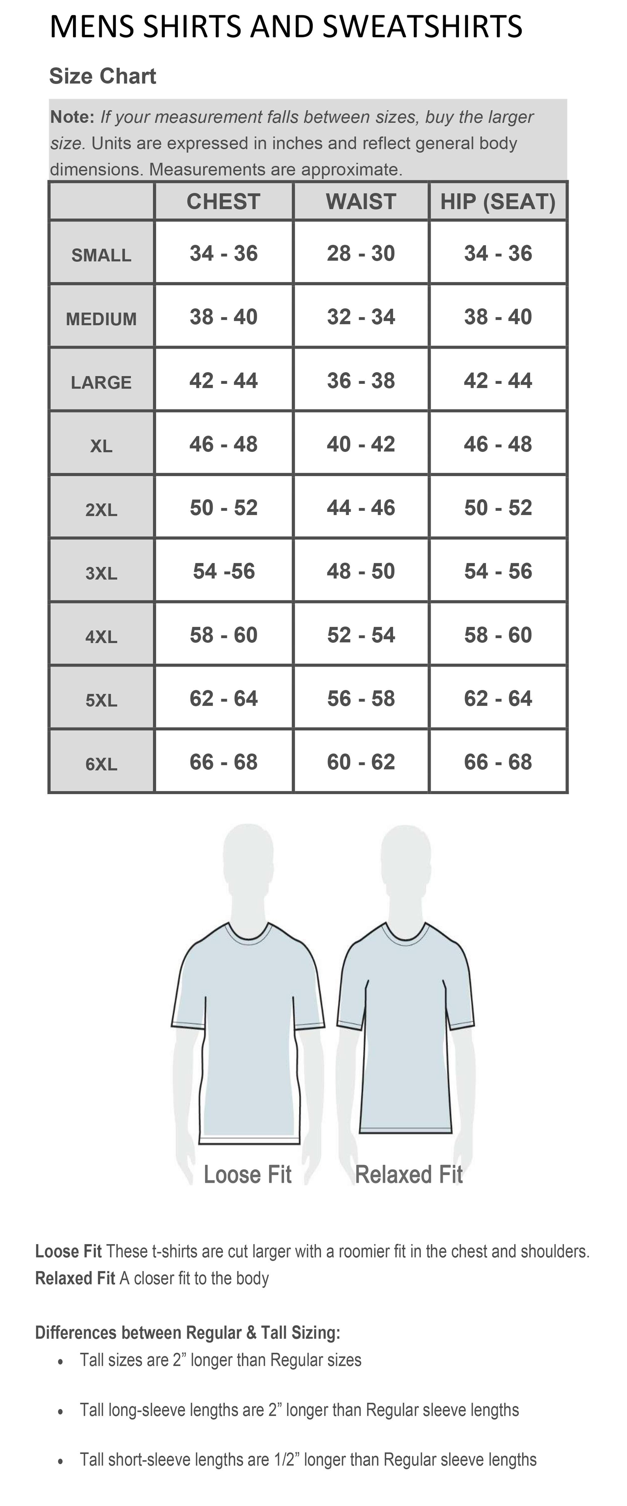 Apparell Sizing Charts