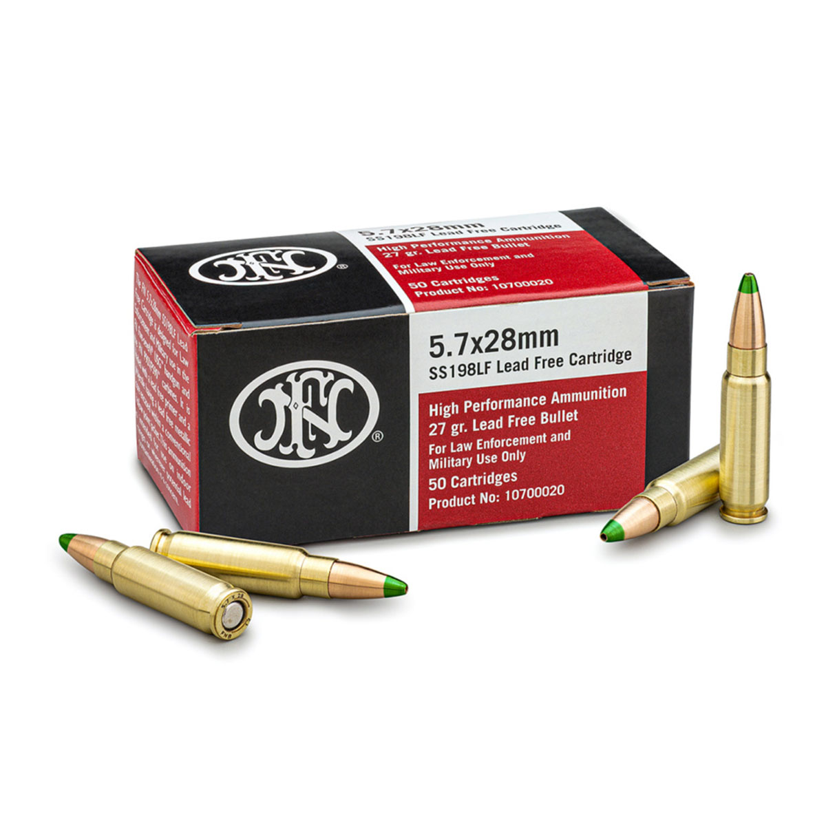 FNH USA 5.7 x 28mm SS198LF 27 Grain Lead Free Pistol Ammunition