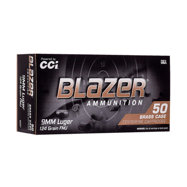 9mm Luger 124 Grain Full Metal Jacket, Box of 50