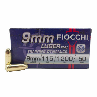 9MM Luger 115 Grain 1200 FPS Handgun Ammunition, Box of 50 (FI-9AP)