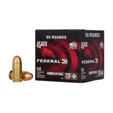 45 Auto 230 Grain Full Metal Jacket American Eagle Pistol Ammunition, Box of 50