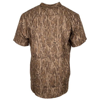 Short Sleeve Ripstop Button-Down Shirt, Mossy Oak New Bottomland
