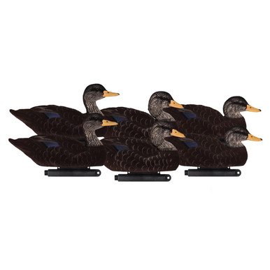X-Treme Fully Flocked Black Duck Decoys, 6 Pack (DAK-23000)