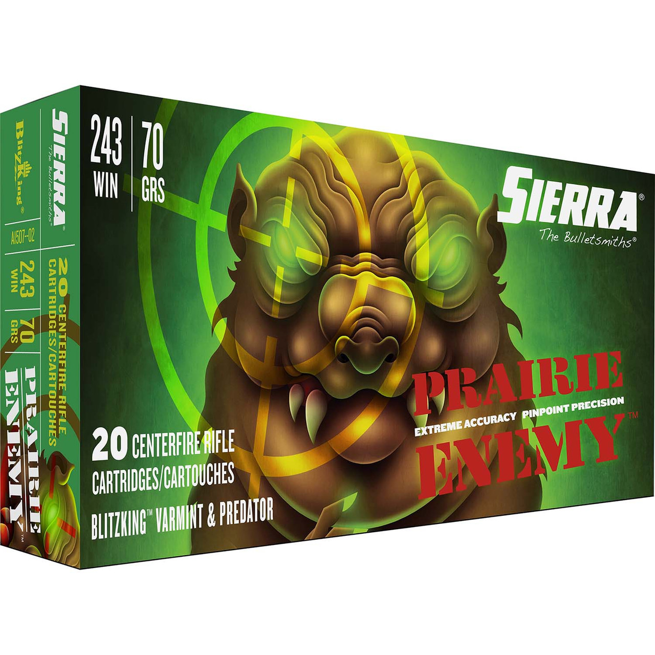 Sierra 243 Winchester 70 Grain Prairie Enemy BlitzKing Polymer Tip